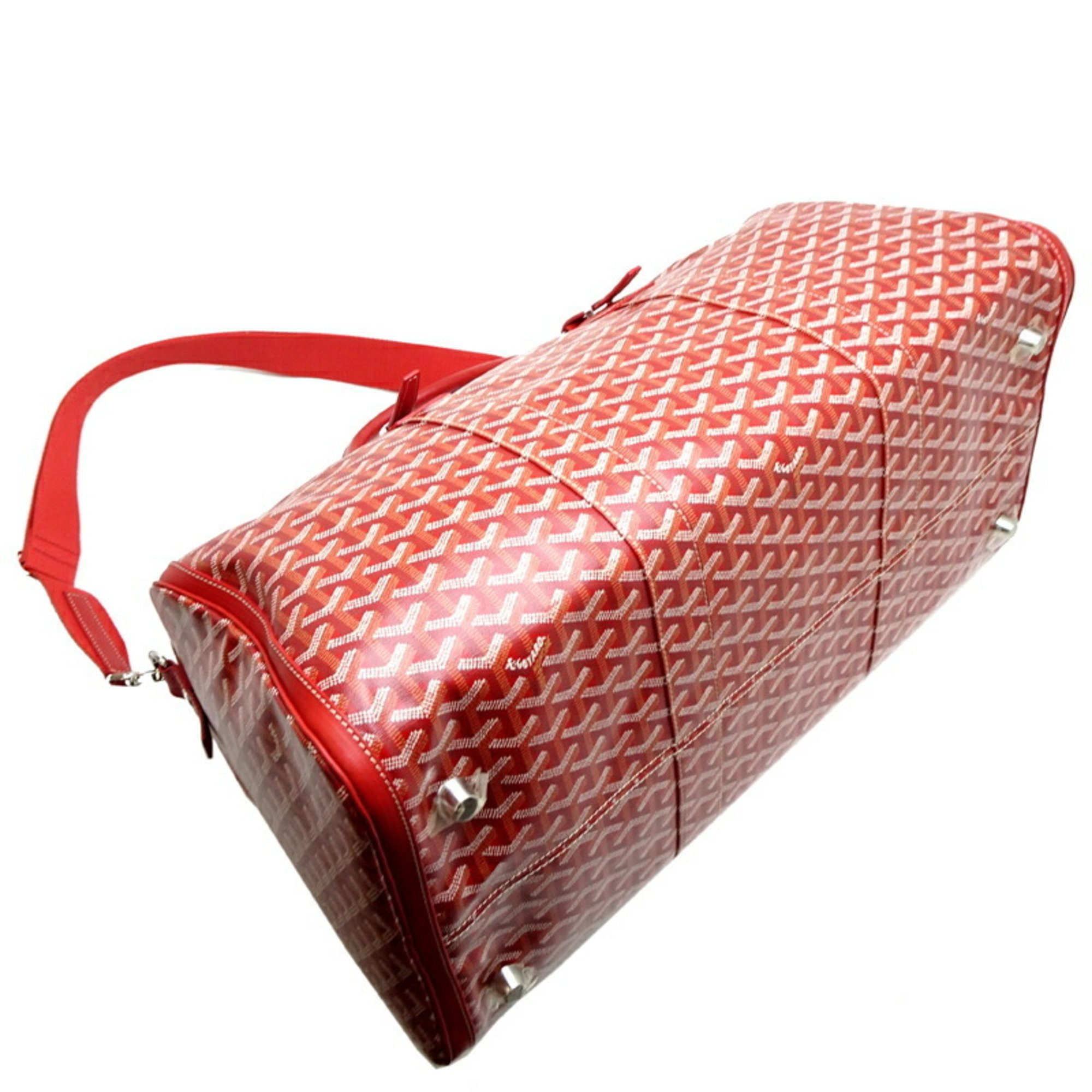 Goyard Croisjour 55 Women's and Men's Boston Bag PVC Coated Canvas Red