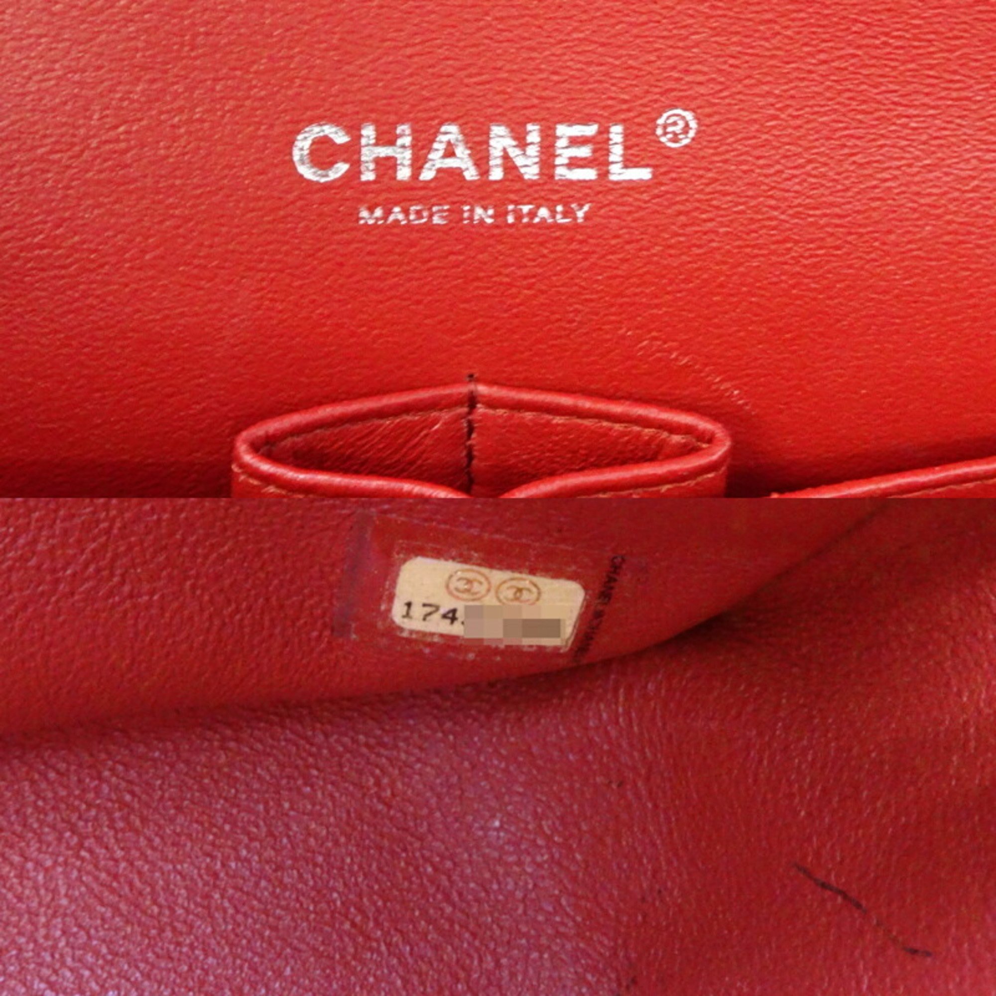 Chanel Matelasse 30 Chain Shoulder Women's Bag Lambskin Red