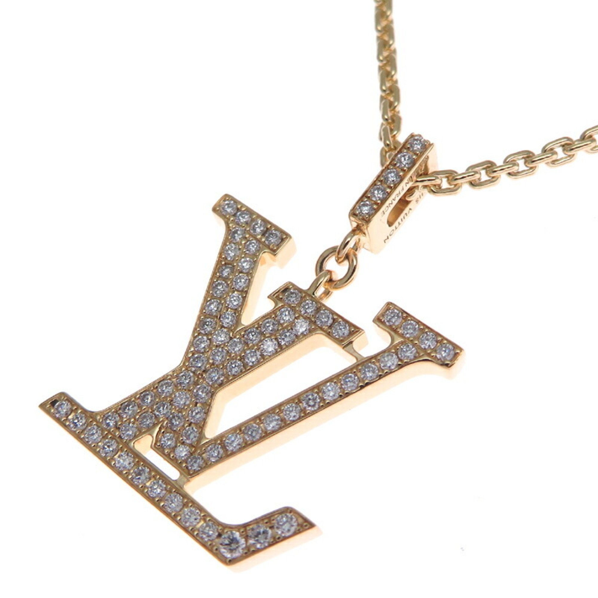 Louis Vuitton Pendant LV GM Diamond Women's and Men's Necklace Q93849 750 Yellow Gold