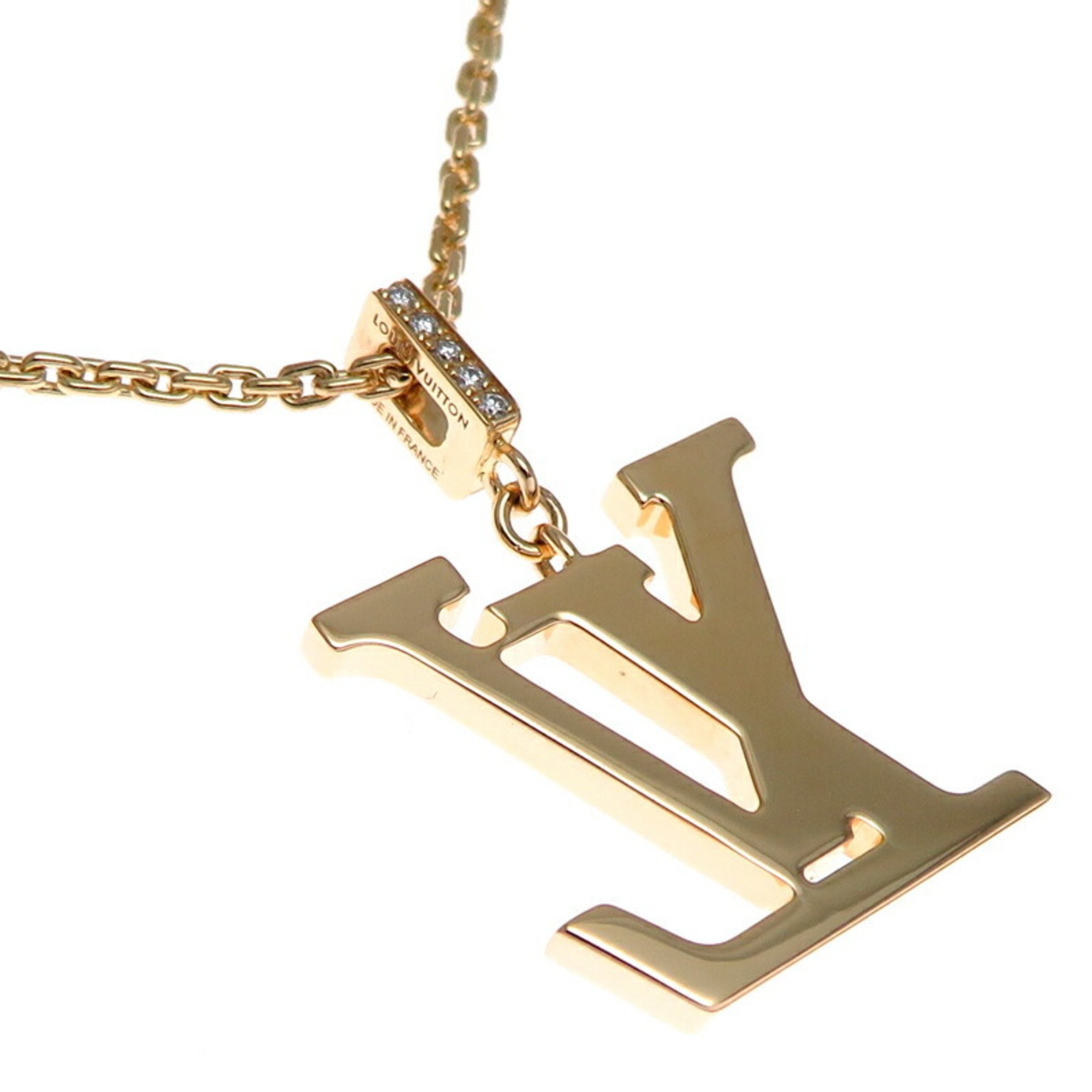 Louis Vuitton Pendant LV GM Diamond Women's and Men's Necklace Q93849 750 Yellow Gold