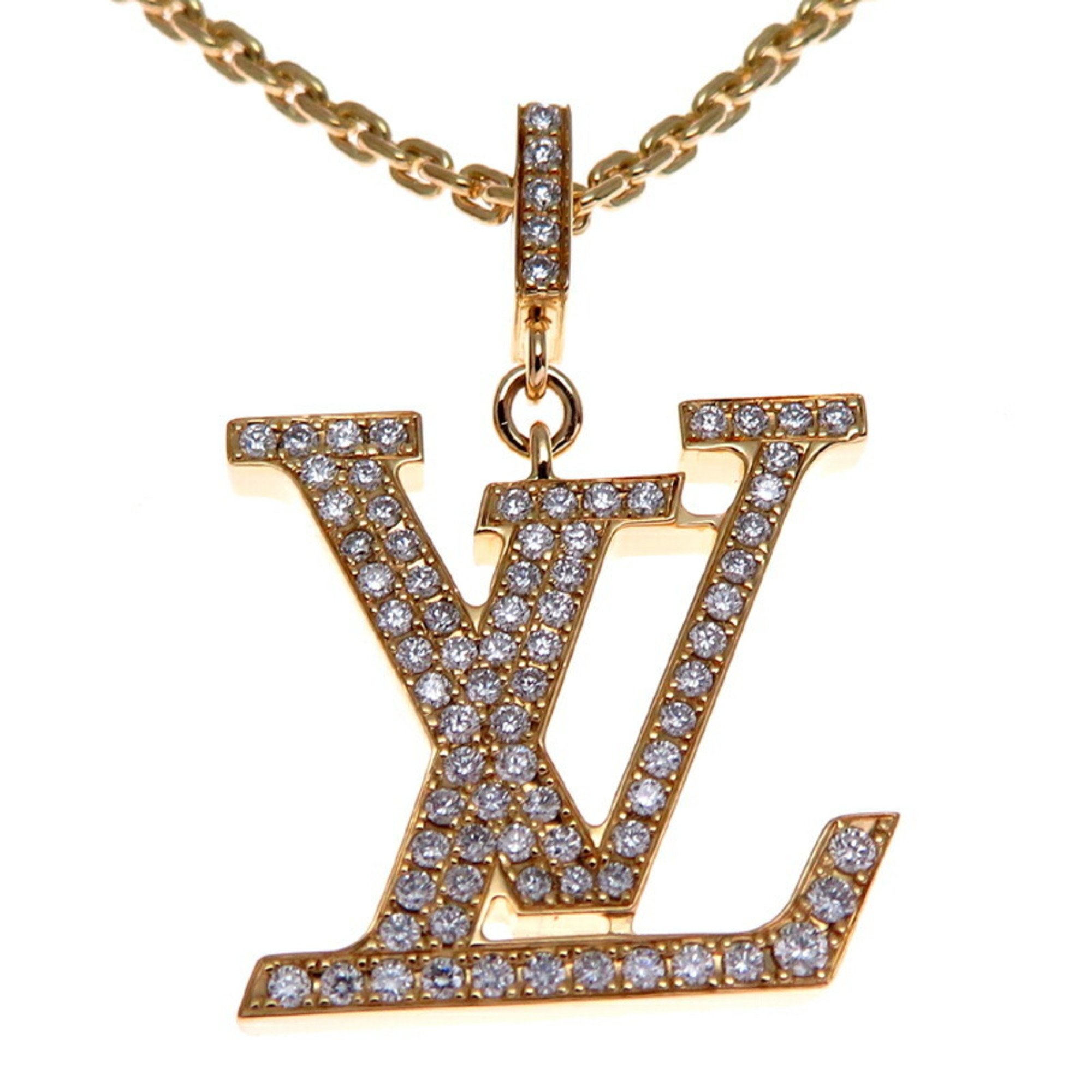 Louis Vuitton Pendant LV GM Diamond Women's and Men's Necklace Q93849 750 Yellow Gold