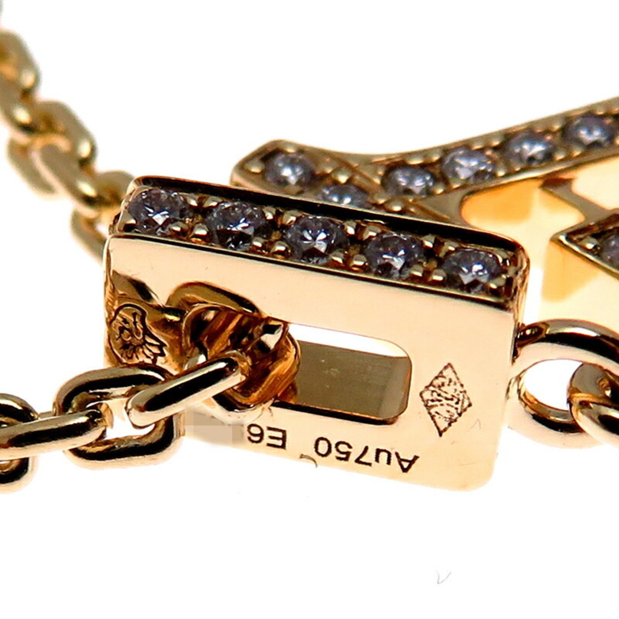 Louis Vuitton Pendant LV GM Diamond Women's and Men's Necklace Q93849 750 Yellow Gold