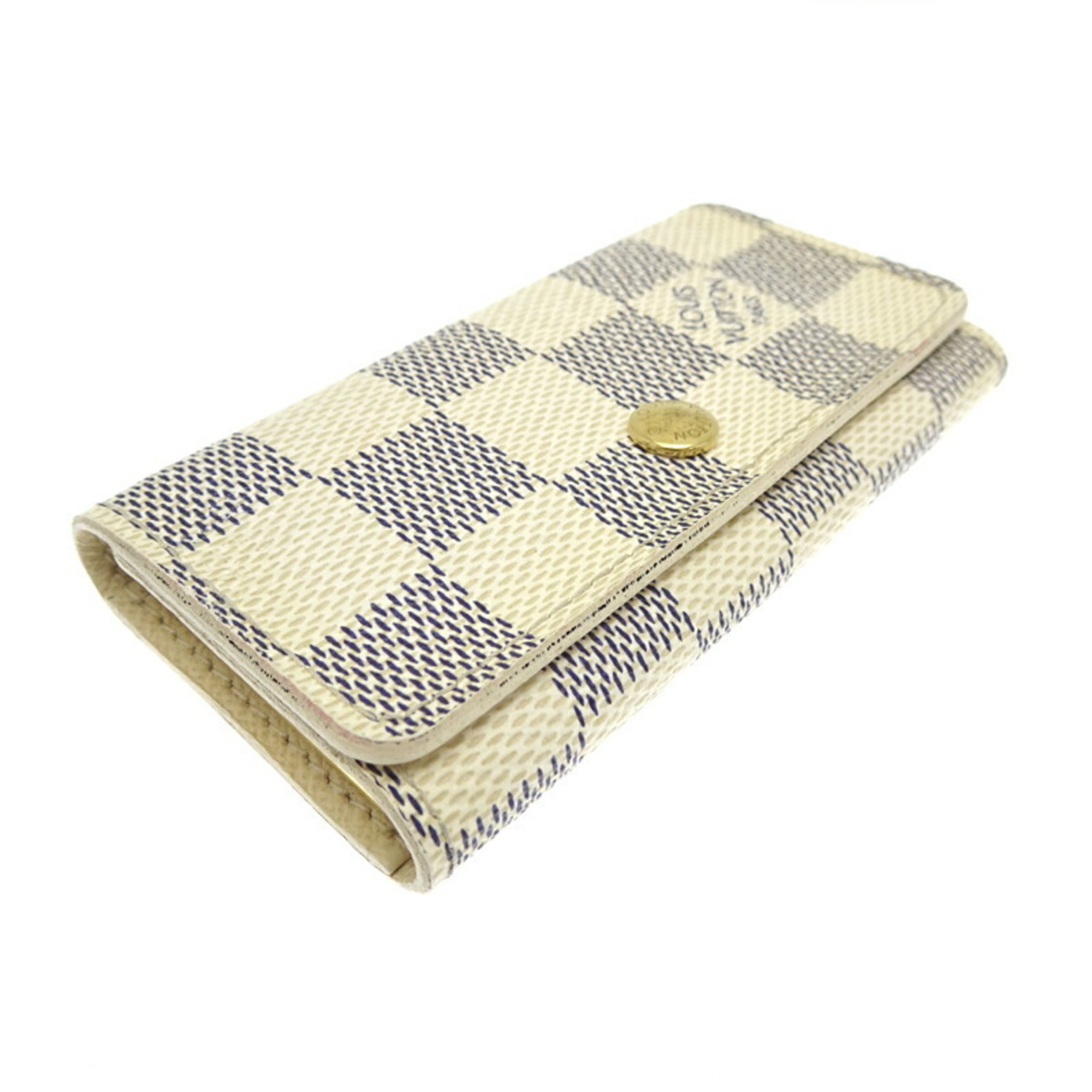 Louis Vuitton Multicle 4 Women's and Men's Key Case N60020 Damier Azur White