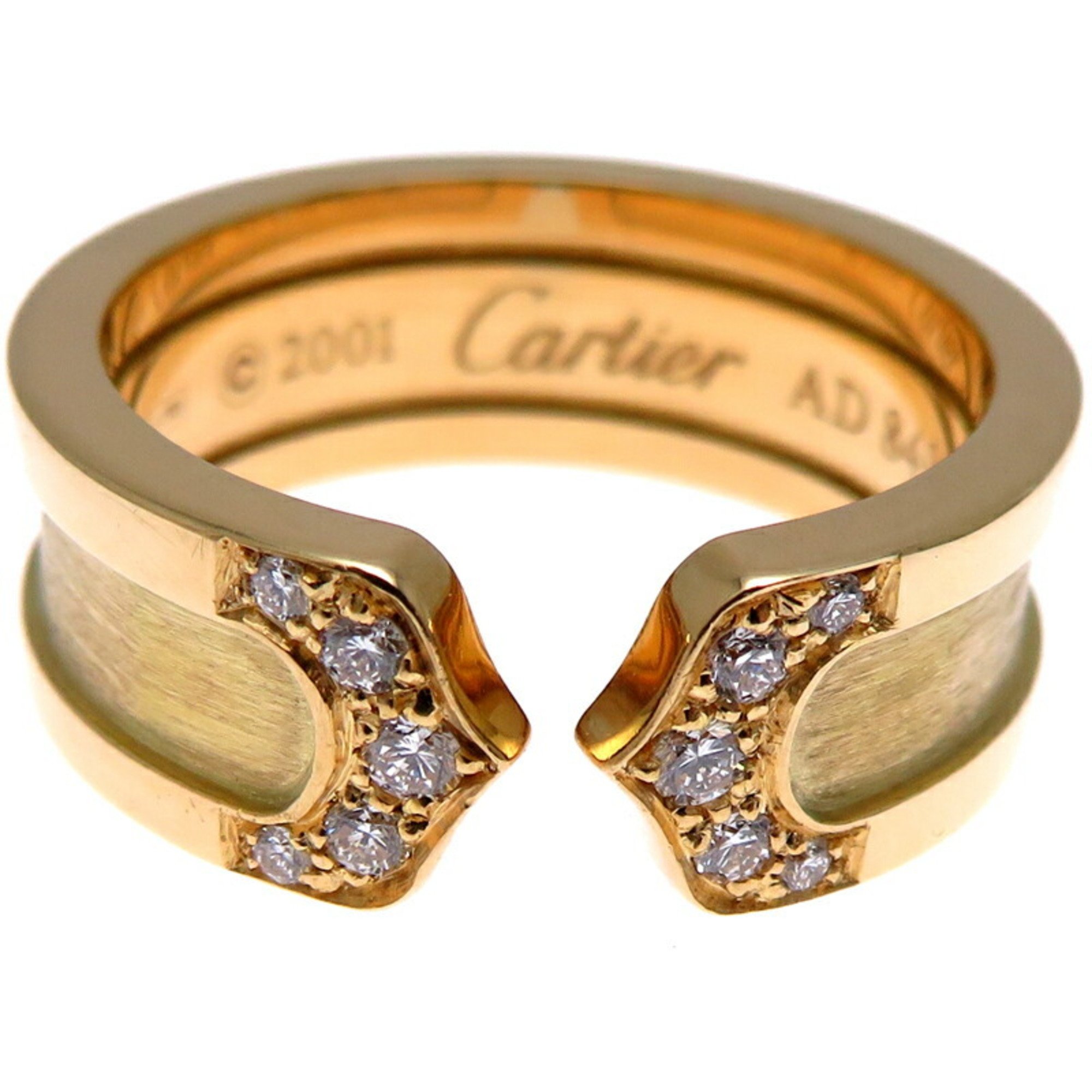 Cartier #48 C2 Diamond Women's Ring, 750 Yellow Gold, Size 8