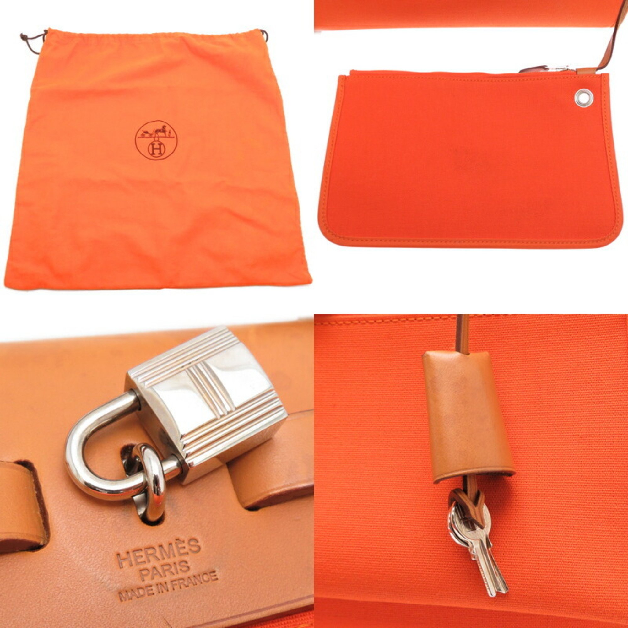 Hermes □M stamp 2009 Airbag Zip PM Ladies Tote Bag Toile Officier Orange