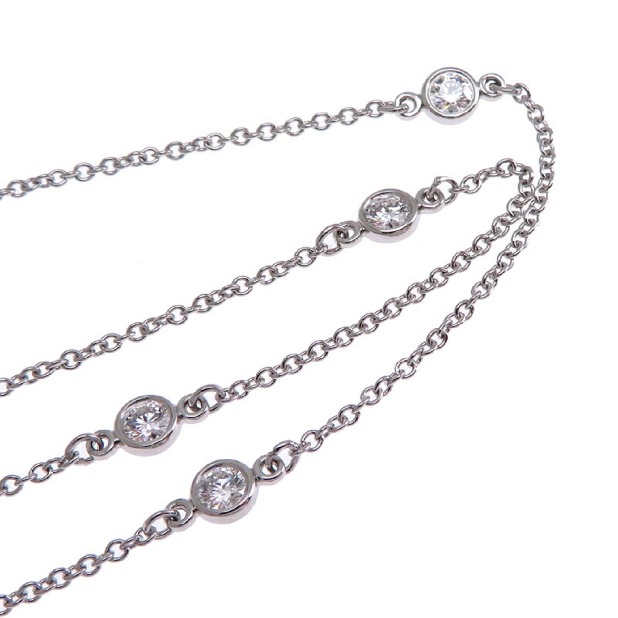 Tiffany 12P Diamond By the Yard Women's Necklace Pt950 Platinum