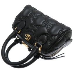 Gucci GG Matelasse 2Way Women's Handbag 702251 Leather Black