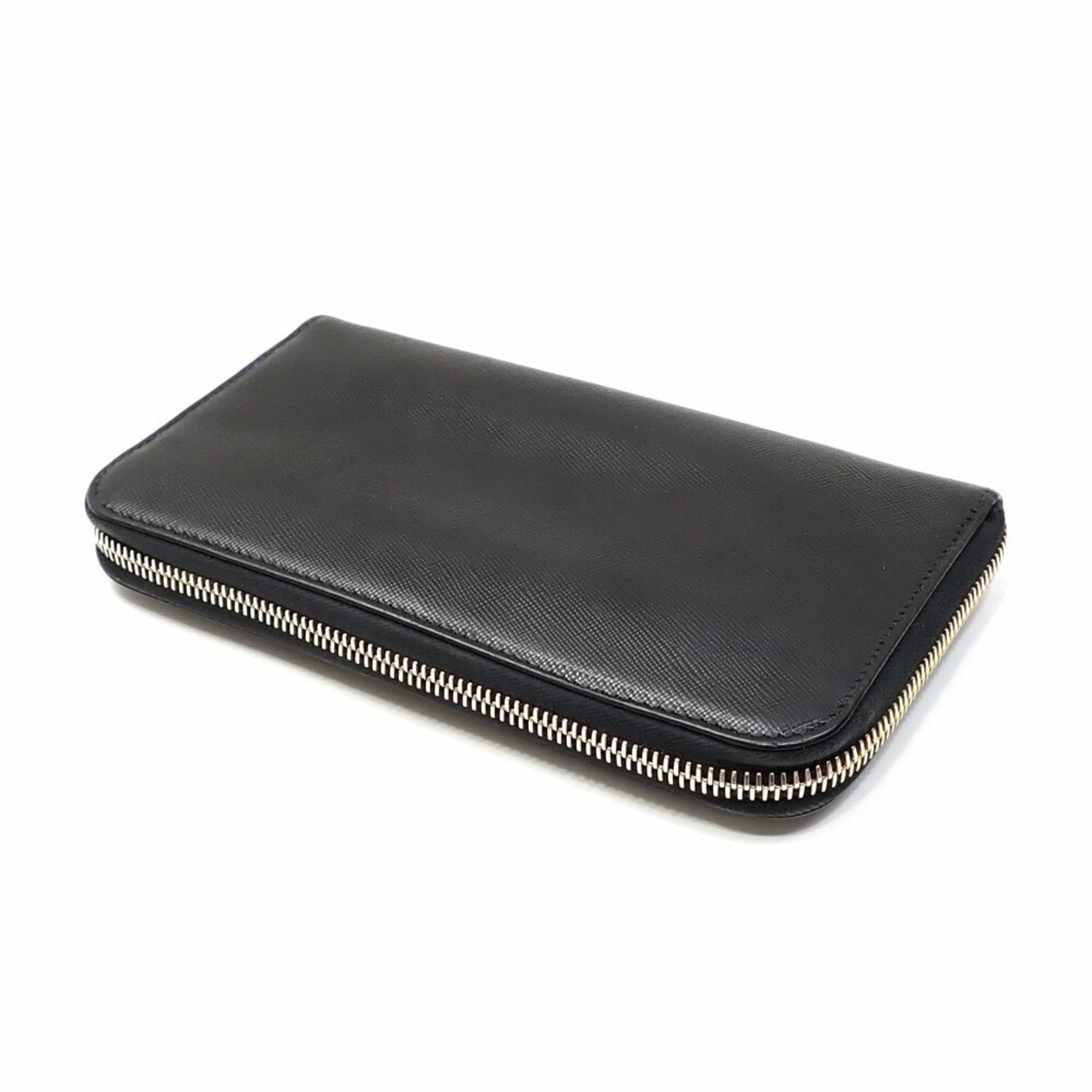 Prada round long wallet for women in black saffiano leather