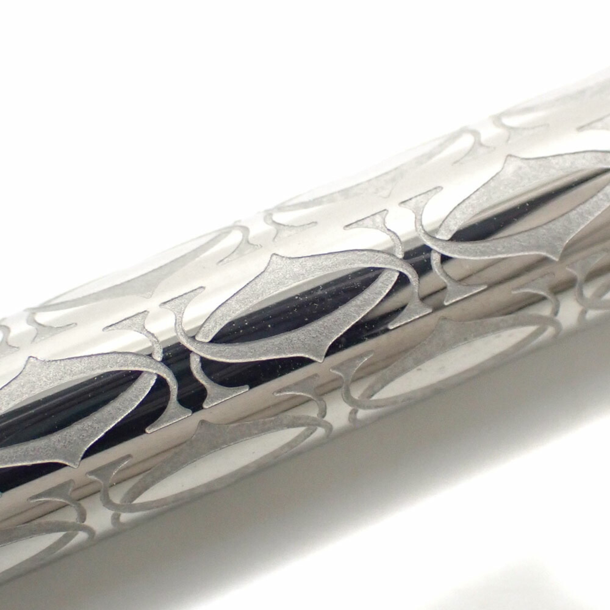 Cartier Ballpoint Pen Platinum Finish C Deux Silver Color Metal ST150185 Retractable Women's Men's