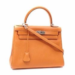 Hermes Kelly 28 handbag for women, Fu orange, Taurillon Clemence, H stamp, made around 2004, HERMES kelly28, in-stitched, shoulder bag, leather