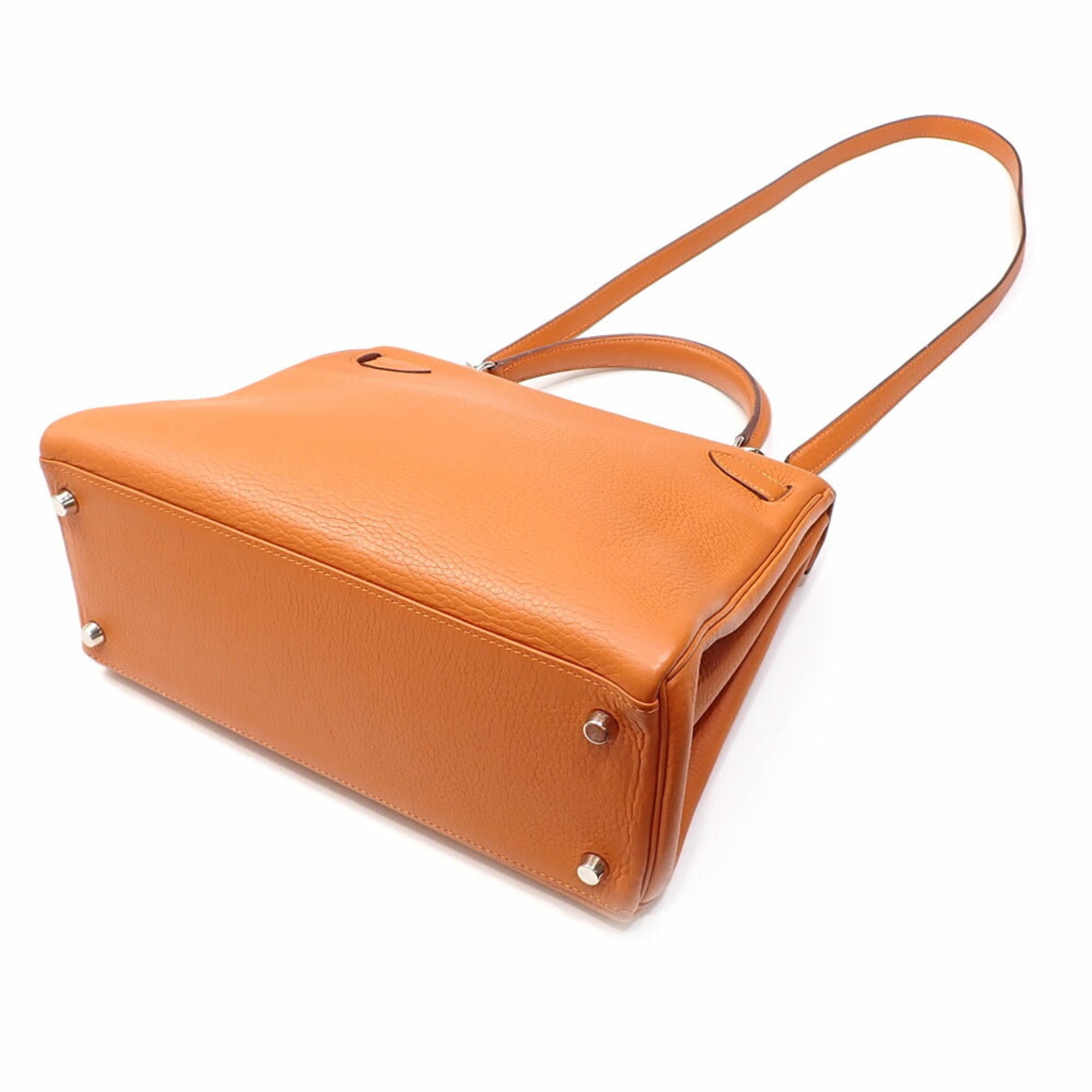 Hermes Kelly 28 handbag for women, Fu orange, Taurillon Clemence, H stamp, made around 2004, HERMES kelly28, in-stitched, shoulder bag, leather