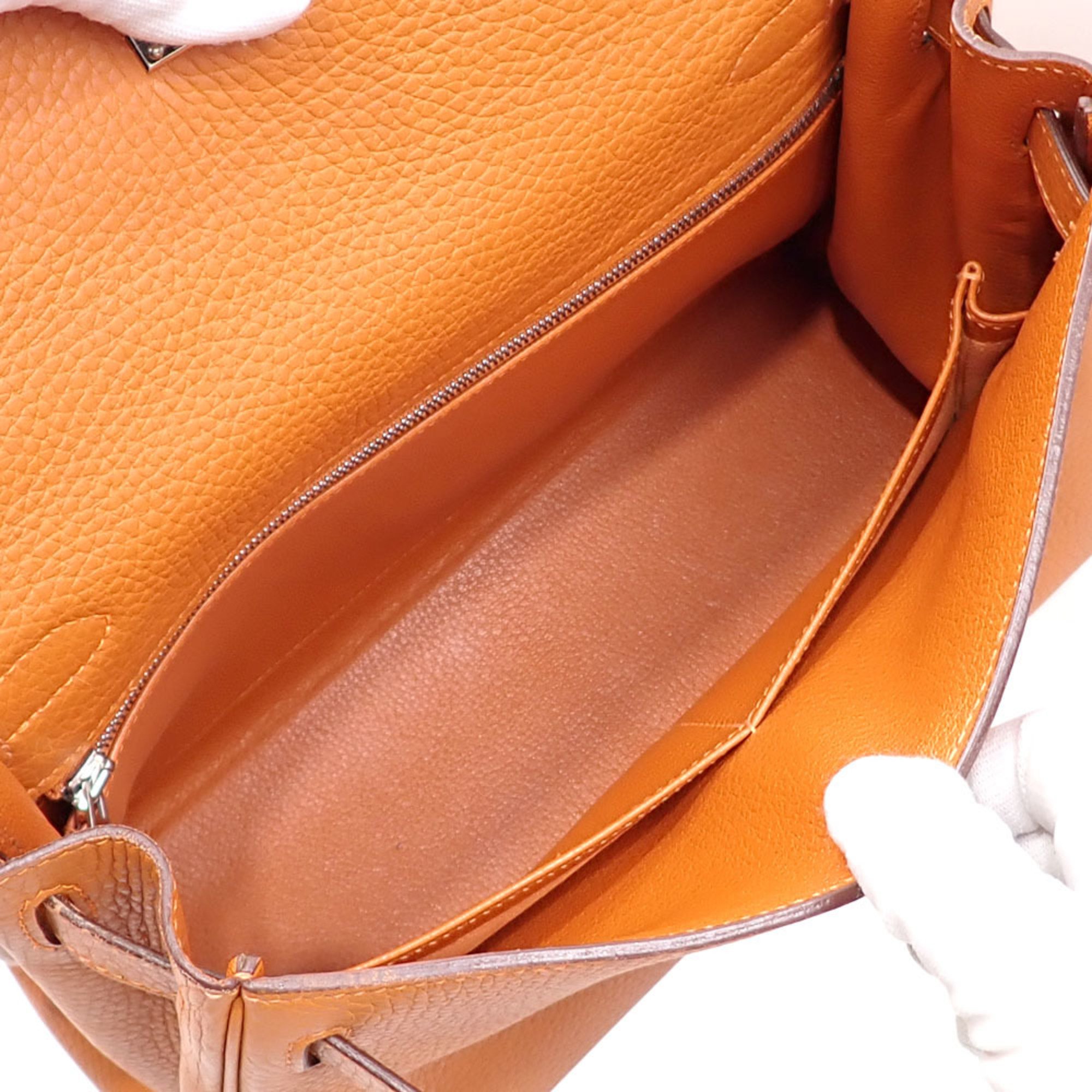 Hermes Kelly 28 handbag for women, Fu orange, Taurillon Clemence, H stamp, made around 2004, HERMES kelly28, in-stitched, shoulder bag, leather