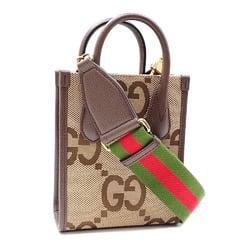 Gucci Jumbo GG Tote Bag Women's Beige Brown Canvas Leather 699406 Shoulder