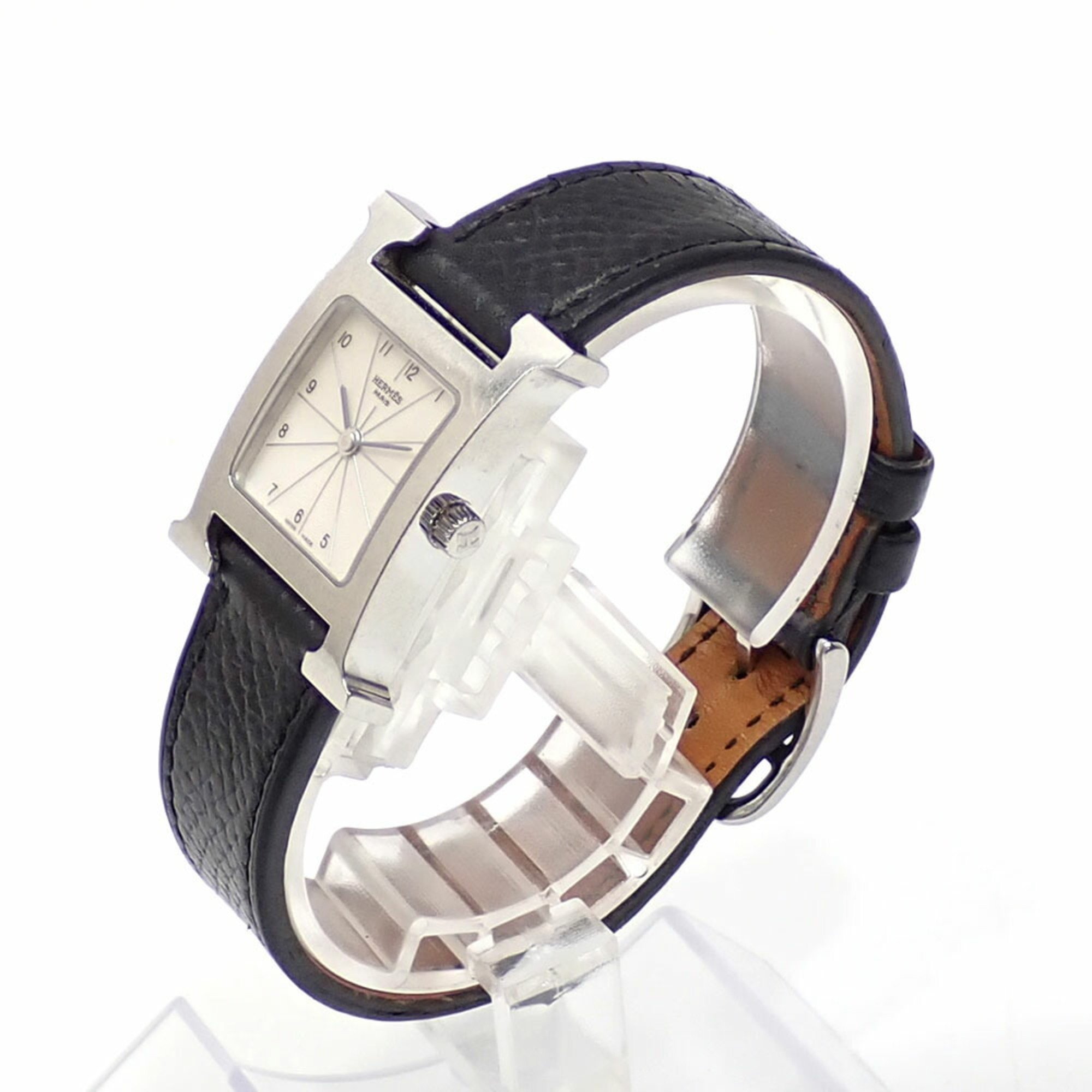 Hermes H Watch Women's Quartz SS Leather Strap HH1.210 Battery Operated