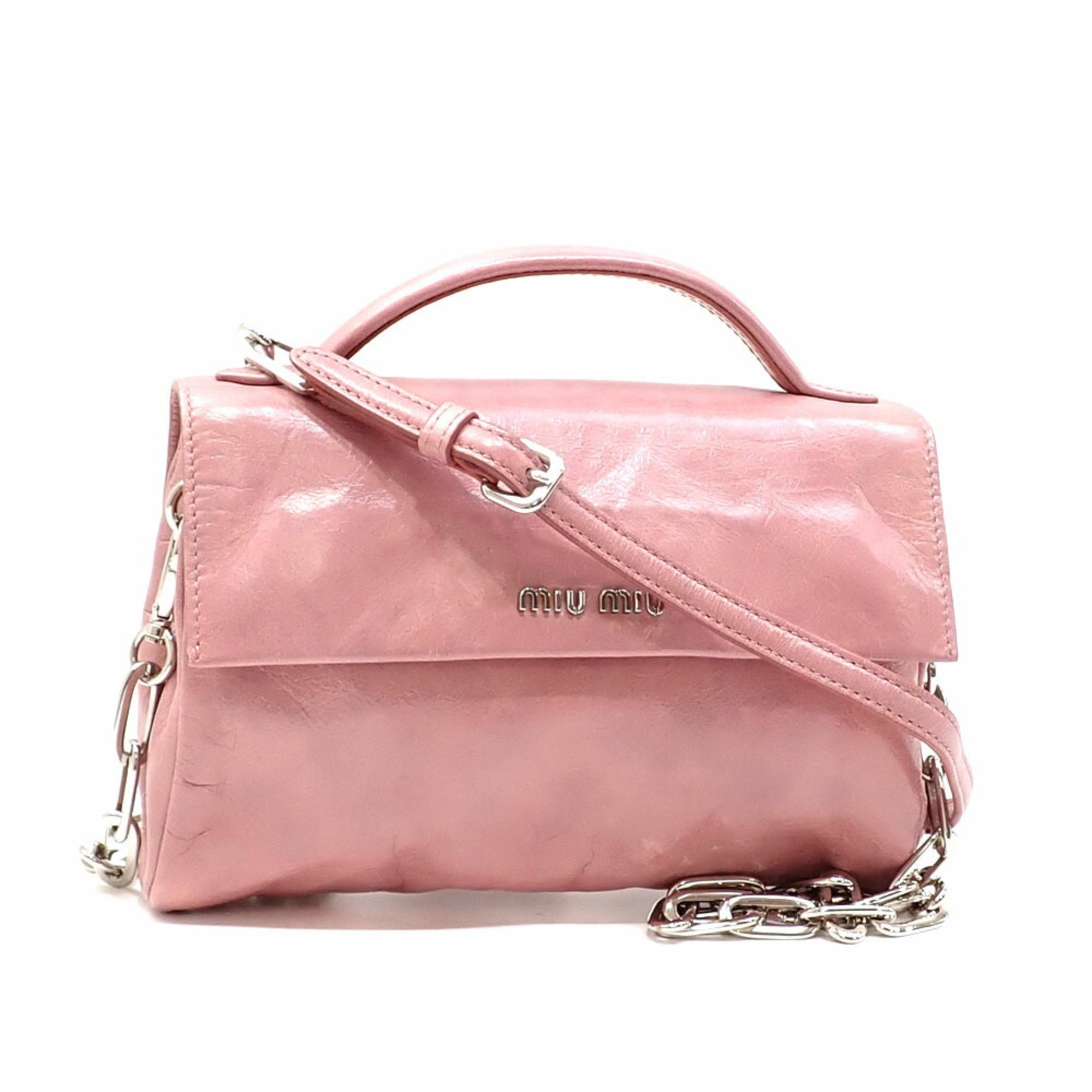 Miu Miu Miu handbag for women in pink leather with chain shoulder