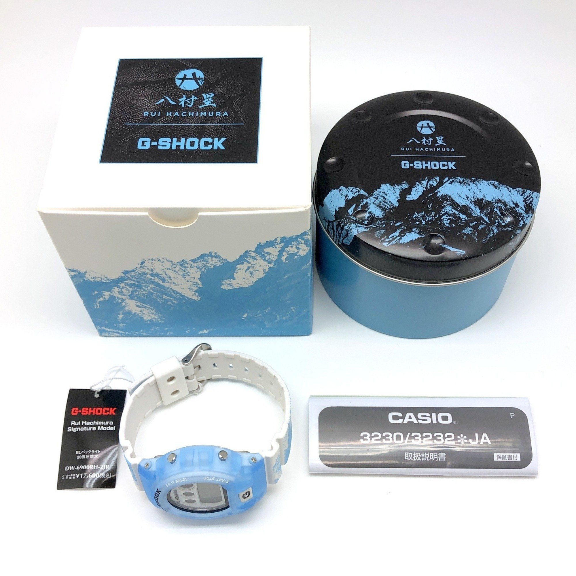 G-SHOCK CASIO Watch DW-6900RH-2 RUI HACHIMURA 3rd Signature Model Ice Blue x White Tateyama Mountain Range Released November 2022 Mikunigaoka Store