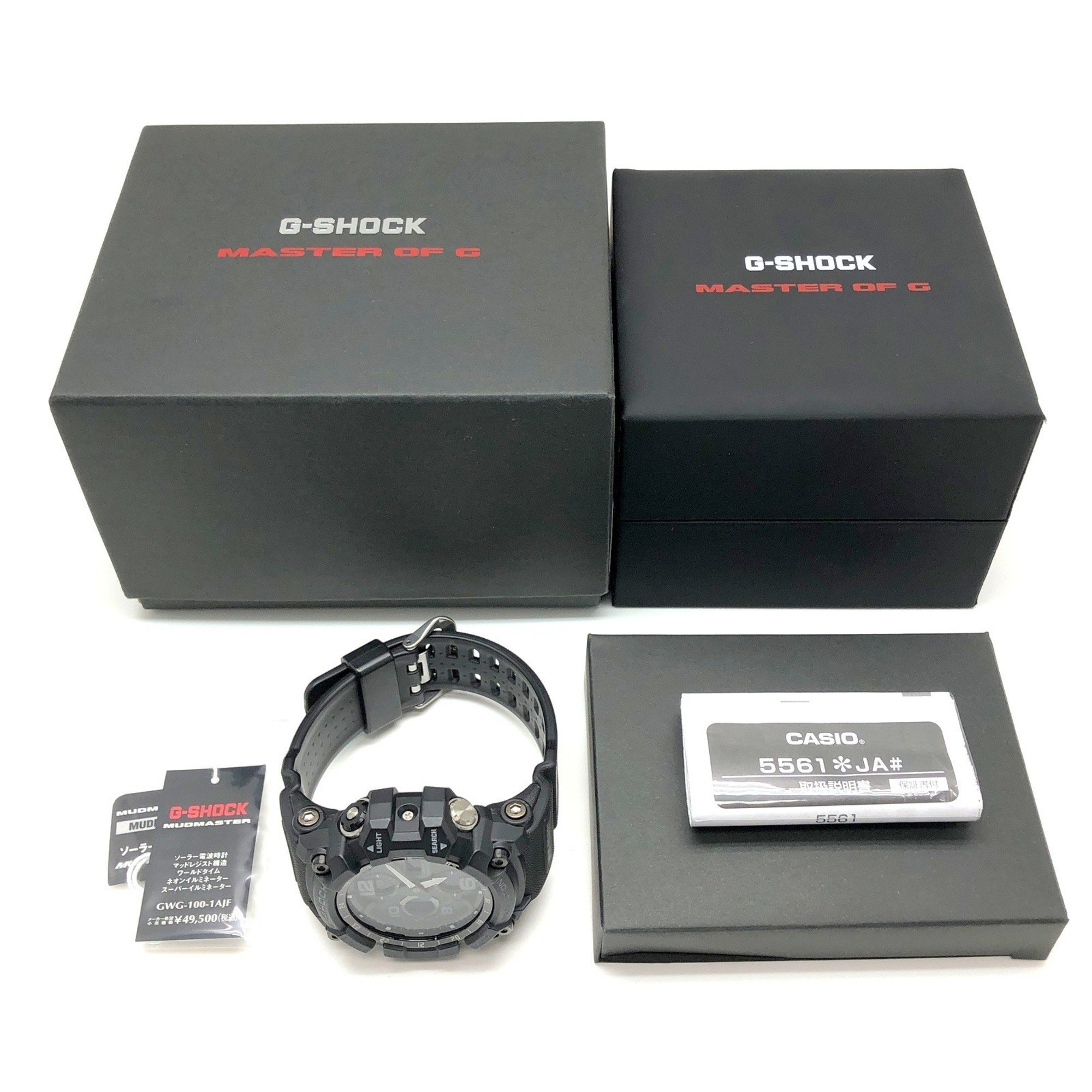 G-SHOCK CASIO Watch GWG-100-1A MUDMASTER Radio Solar Double LED Light Dustproof and Mudproof Analog-Digi Black Military Released in February 2018 Mikunigaoka Store