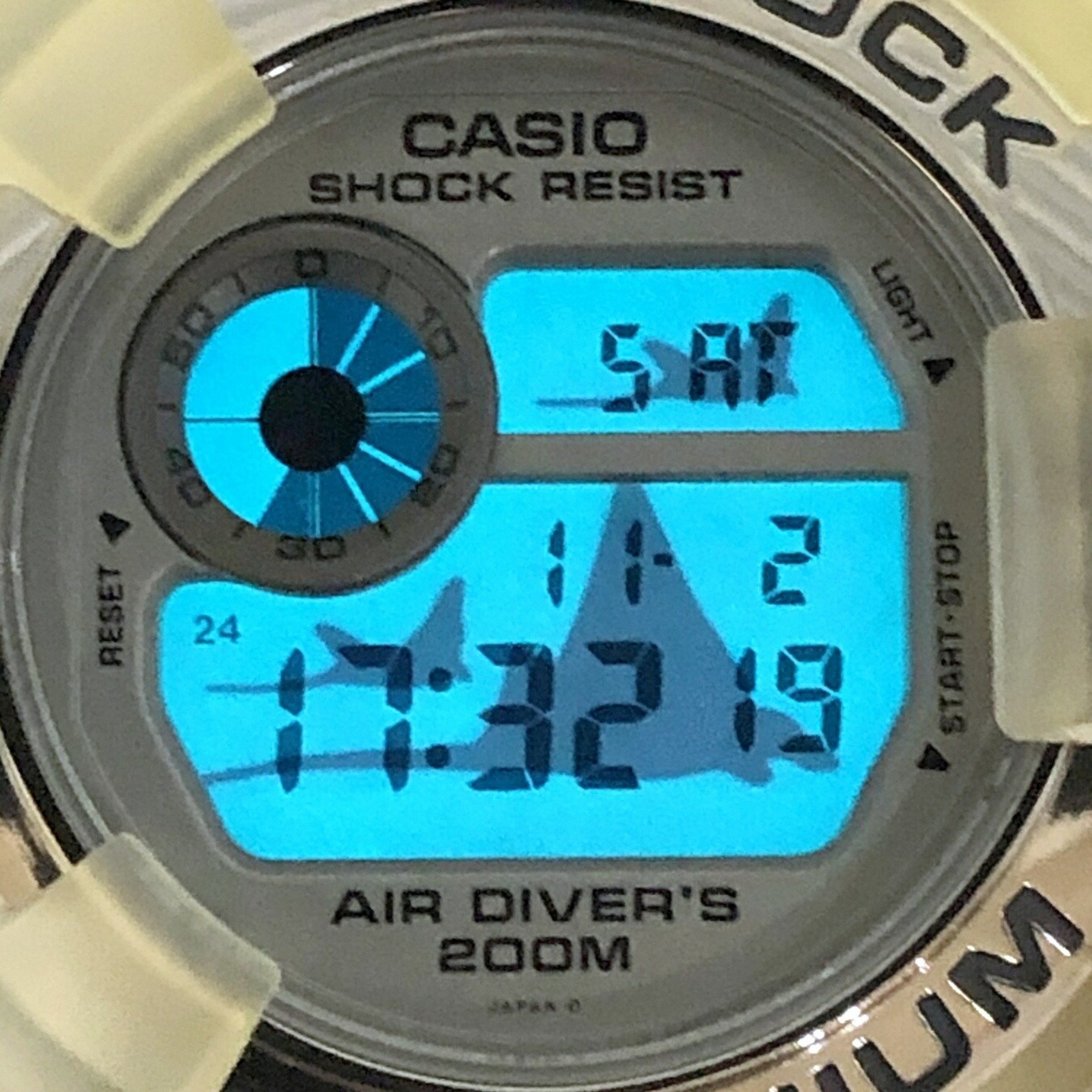 G-SHOCK CASIO Watch DW-8201WC-8T FROGMAN W.C.C.S. Frogman Triple Manta EL Titanium Case World Coral Reef Conservation Society White Skeleton Black Released June 1998 Mikunigaoka Store