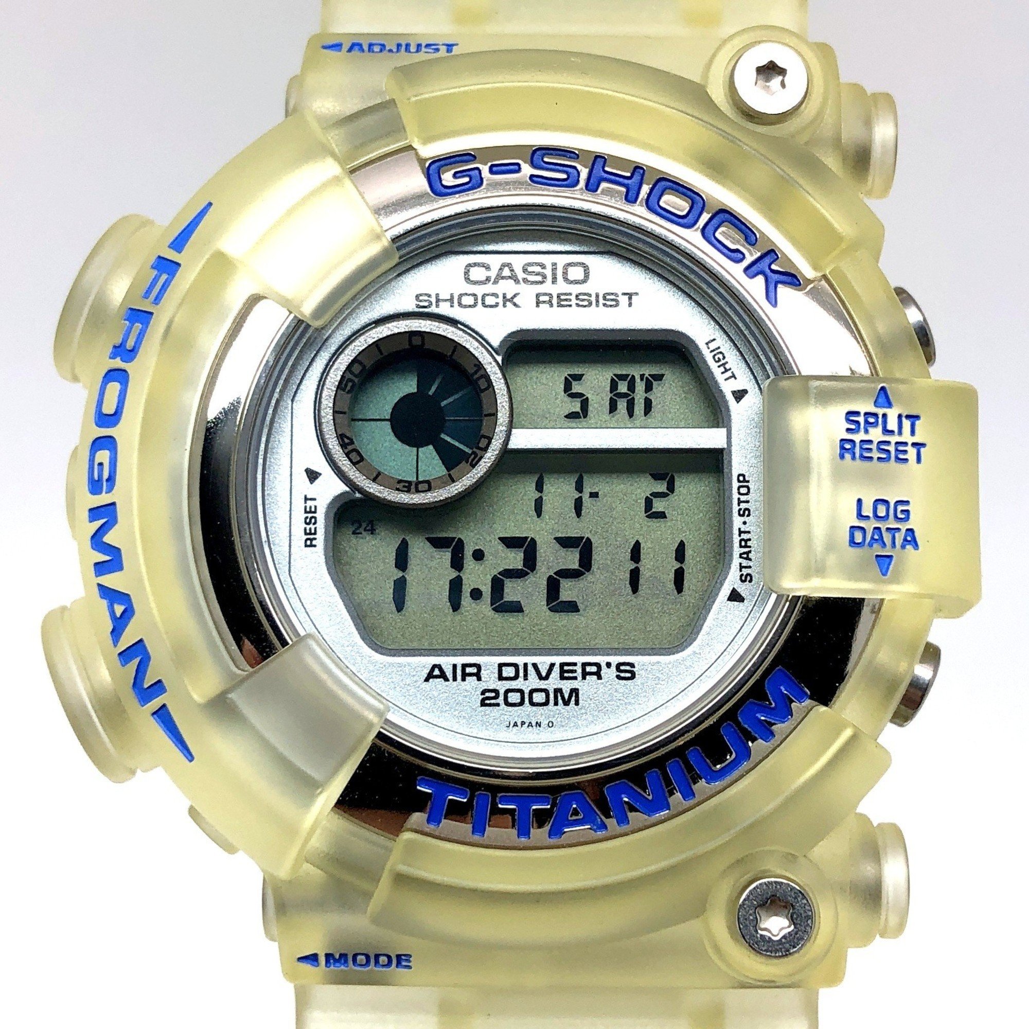 G-SHOCK CASIO Watch DW-8201WC-2T FROGMAN W.C.C.S. Frogman Triple Manta EL Titanium Case World Coral Reef Conservation Society Skeleton Blue Released June 1998 Mikunigaoka Store