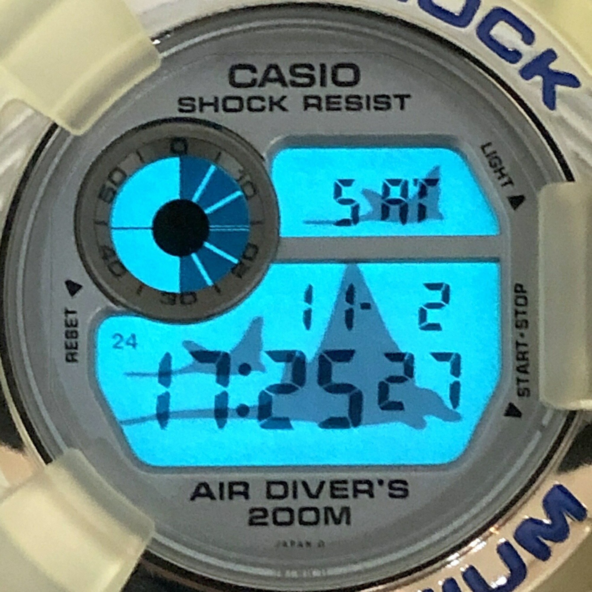 G-SHOCK CASIO Watch DW-8201WC-2T FROGMAN W.C.C.S. Frogman Triple Manta EL Titanium Case World Coral Reef Conservation Society Skeleton Blue Released June 1998 Mikunigaoka Store