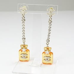 Chanel Perfume Bottle Motif Earrings Champagne Gold/Clear Orange B23S Coco Mark Star Line