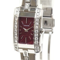 SEIKO Women's Watch Credor Node 5A70-0AY0 Diamond Bordeaux Dial Quartz