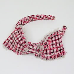 CHANEL Headband Ribbon Pink Check Hairband Hair