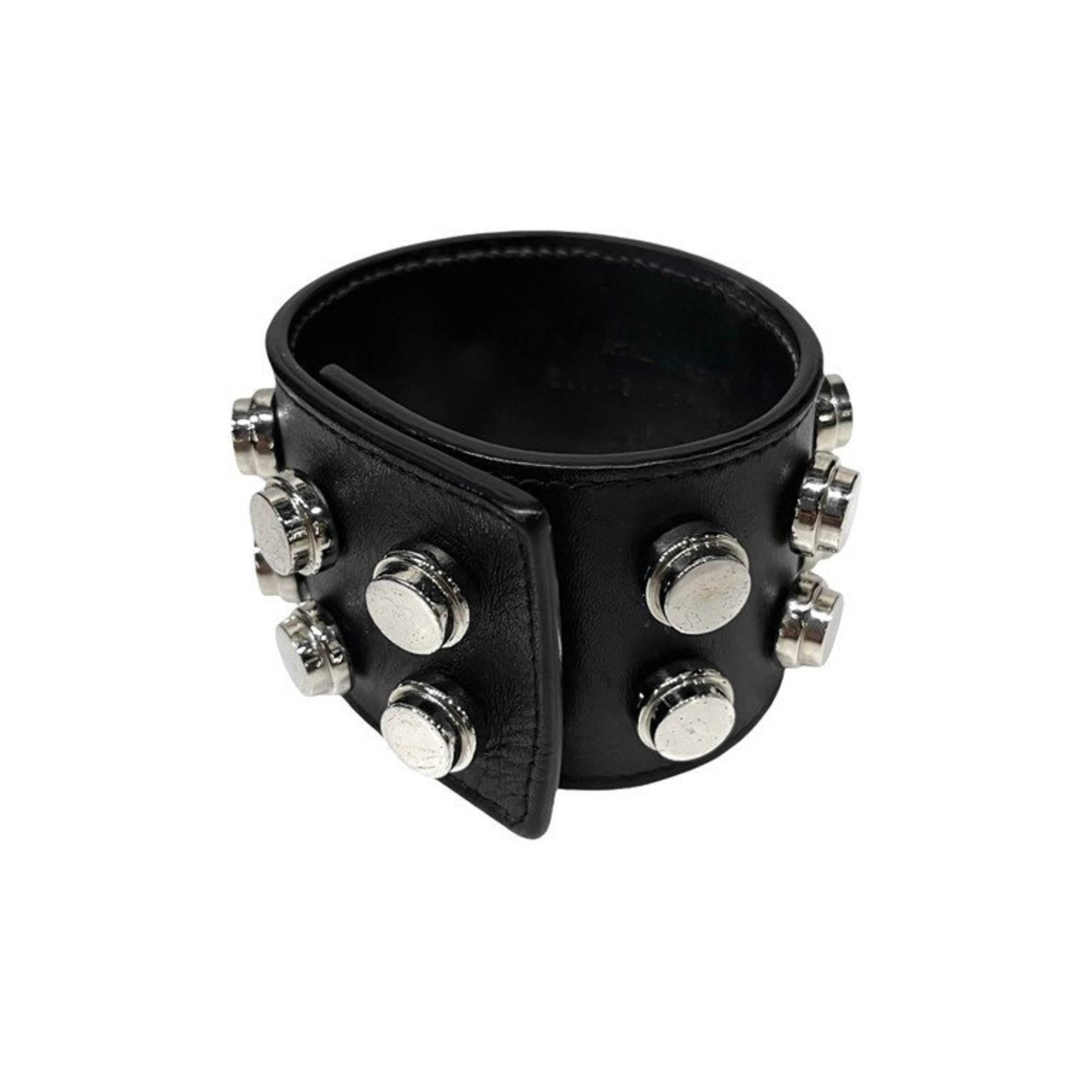 Yves Saint Laurent SAINT LAURENT PARIS Calf Leather Double Spike Stud Bracelet Bangle 2 Rows Saint Laurent Paris Men Women Unisex Mikunigaoka Store