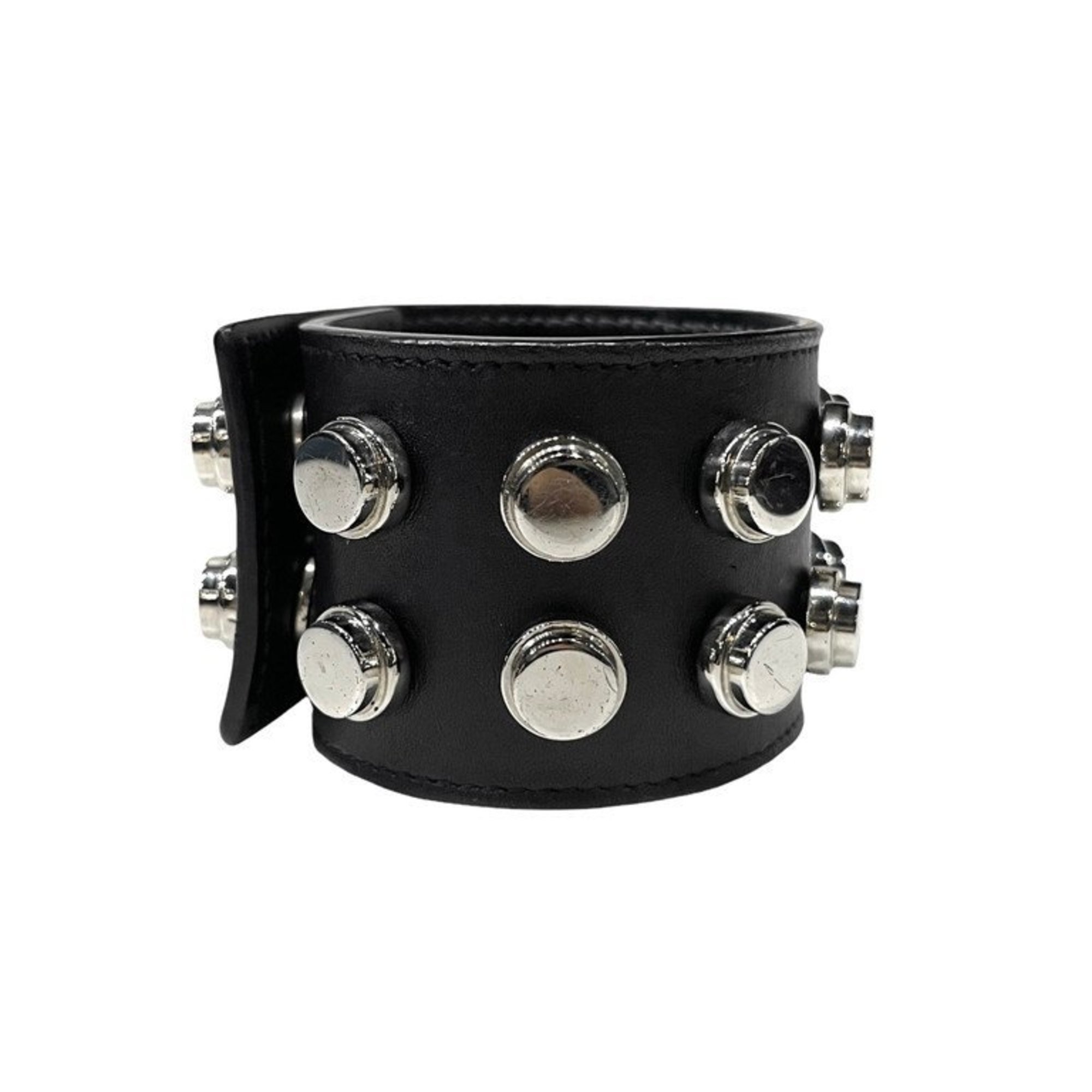 Yves Saint Laurent SAINT LAURENT PARIS Calf Leather Double Spike Stud Bracelet Bangle 2 Rows Saint Laurent Paris Men Women Unisex Mikunigaoka Store