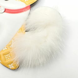 Louis Vuitton Bag Charm Porto Cle LV Shiba Women's M01199 Yellow White Monogram Mink Fur Dog Keychain