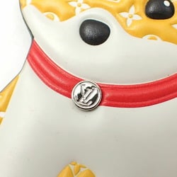 Louis Vuitton Bag Charm Porto Cle LV Shiba Women's M01199 Yellow White Monogram Mink Fur Dog Keychain