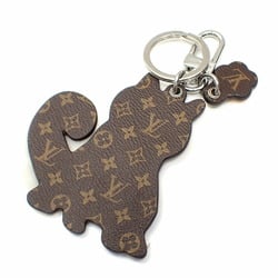 Louis Vuitton Bag Charm Porto Cle LV Shiba Women's M01199 Yellow White Monogram Mink Fur Dog Keychain