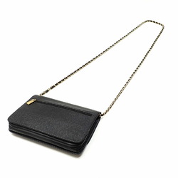 Chanel Chain Shoulder Wallet for Women, Black, Caviar Skin