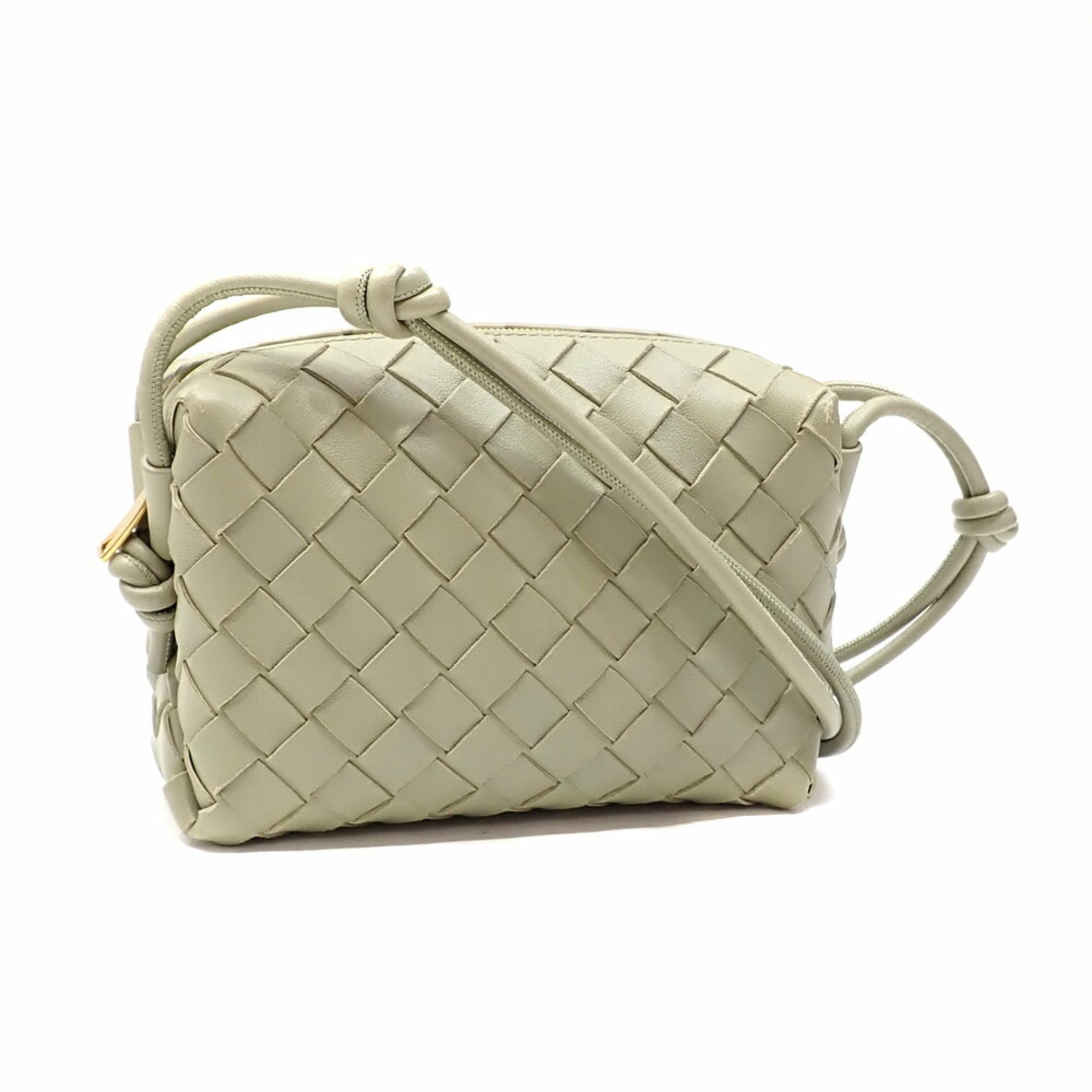 Bottega Veneta Shoulder Bag Intrecciato Loop Camera Women's Travertine Grey Lambskin 680254