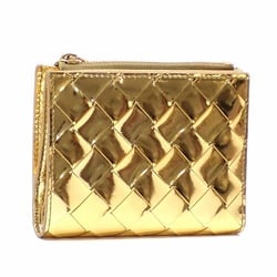 Bottega Veneta Bi-fold Wallet Intrecciato Gold Lambskin 742330 Women's Men's Unisex