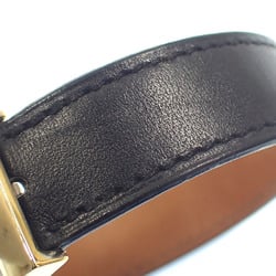 Hermes H Buckle Bracelet SS Leather K Stamp Made in 2007 Black Women Men C212681