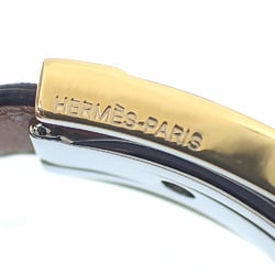 Hermes H Buckle Bracelet SS Leather K Stamp Made in 2007 Black Women Men C212681