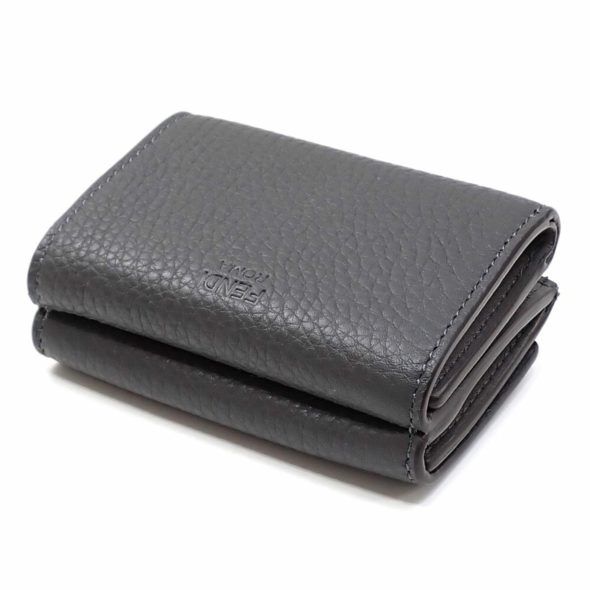 Fendi Tri-fold Wallet for Women Grey Leather 8M0426 Peekaboo