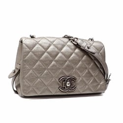 Chanel Chain Shoulder Bag Boy Women's Grey Lambskin Coco Mark