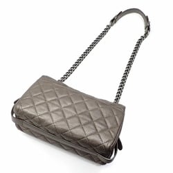 Chanel Chain Shoulder Bag Boy Women's Grey Lambskin Coco Mark