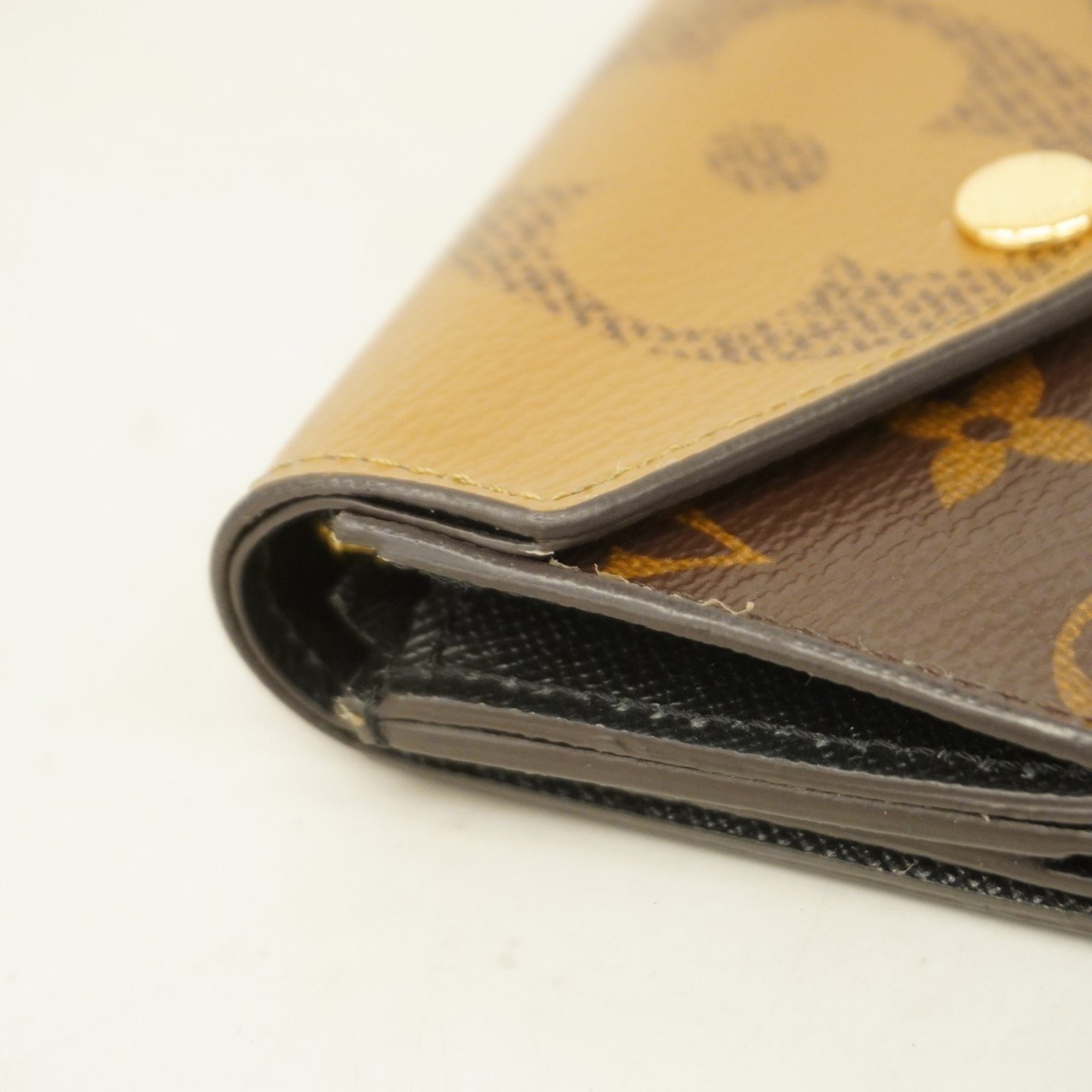 Louis Vuitton Tri-fold Wallet Monogram Reverse Portefeuille Zoe M80725 Brown Women's