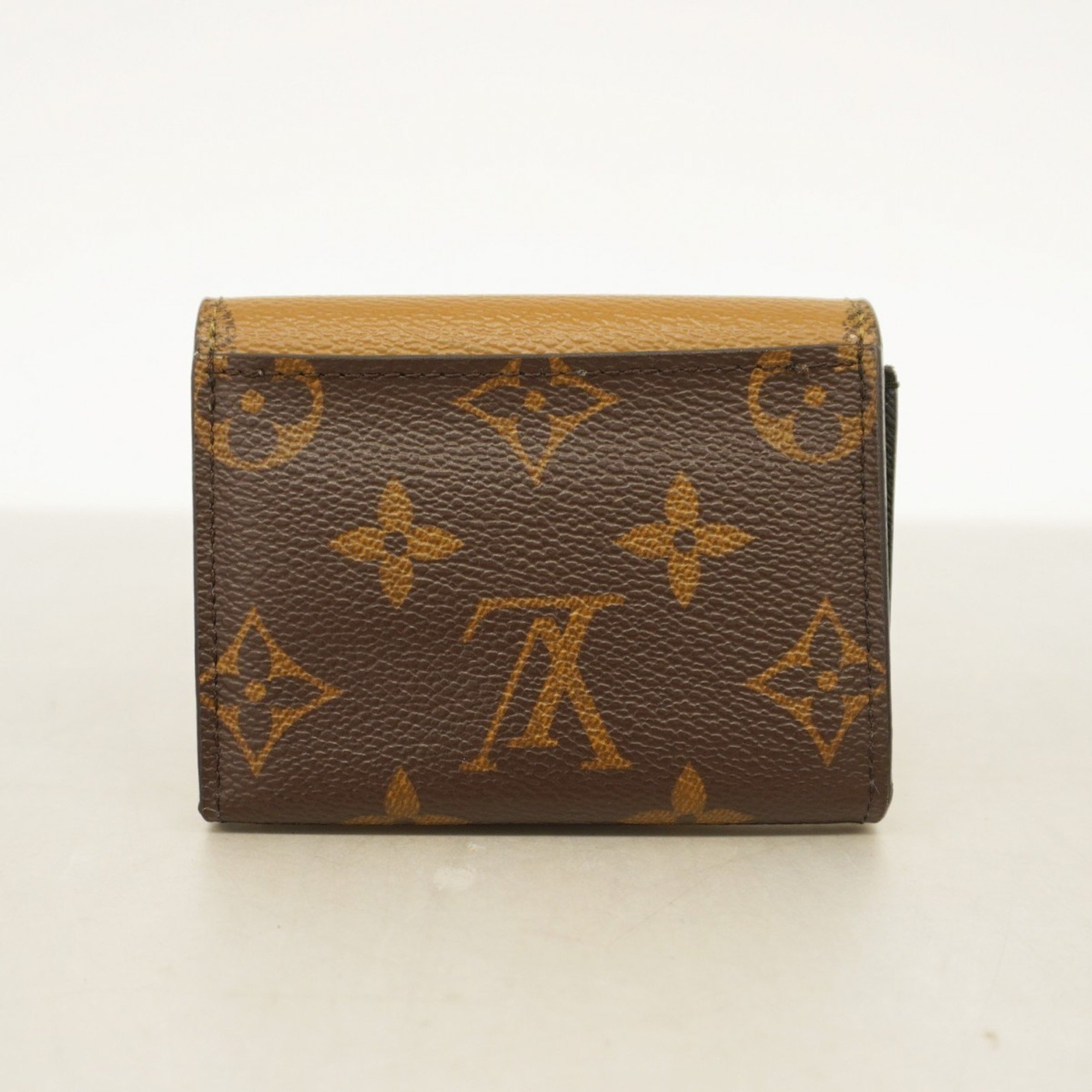 Louis Vuitton Tri-fold Wallet Monogram Reverse Portefeuille Zoe M80725 Brown Women's