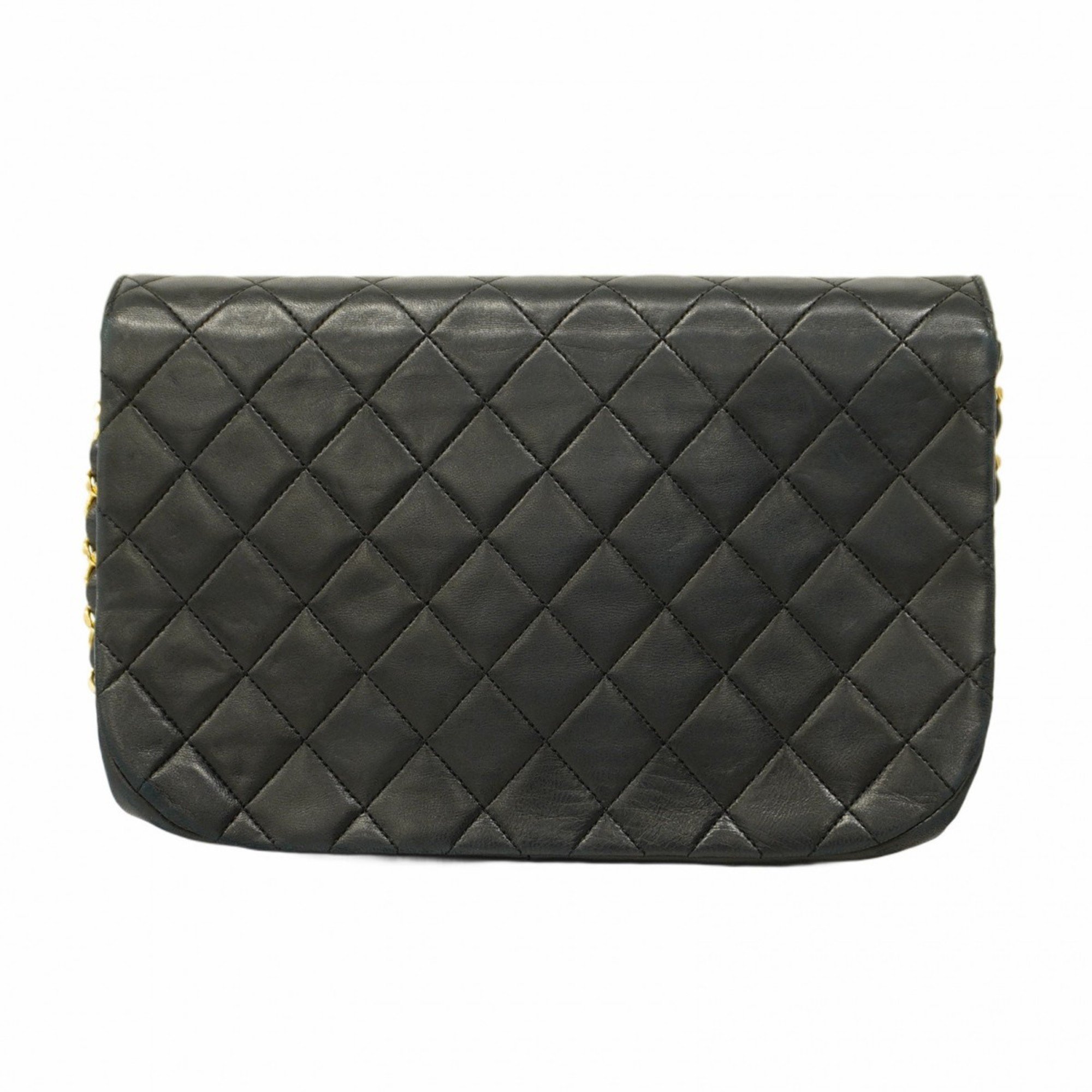 Chanel Shoulder Bag Matelasse Lambskin Black Women's