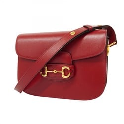 Gucci Shoulder Bag Horsebit 302204 Leather Red Women's