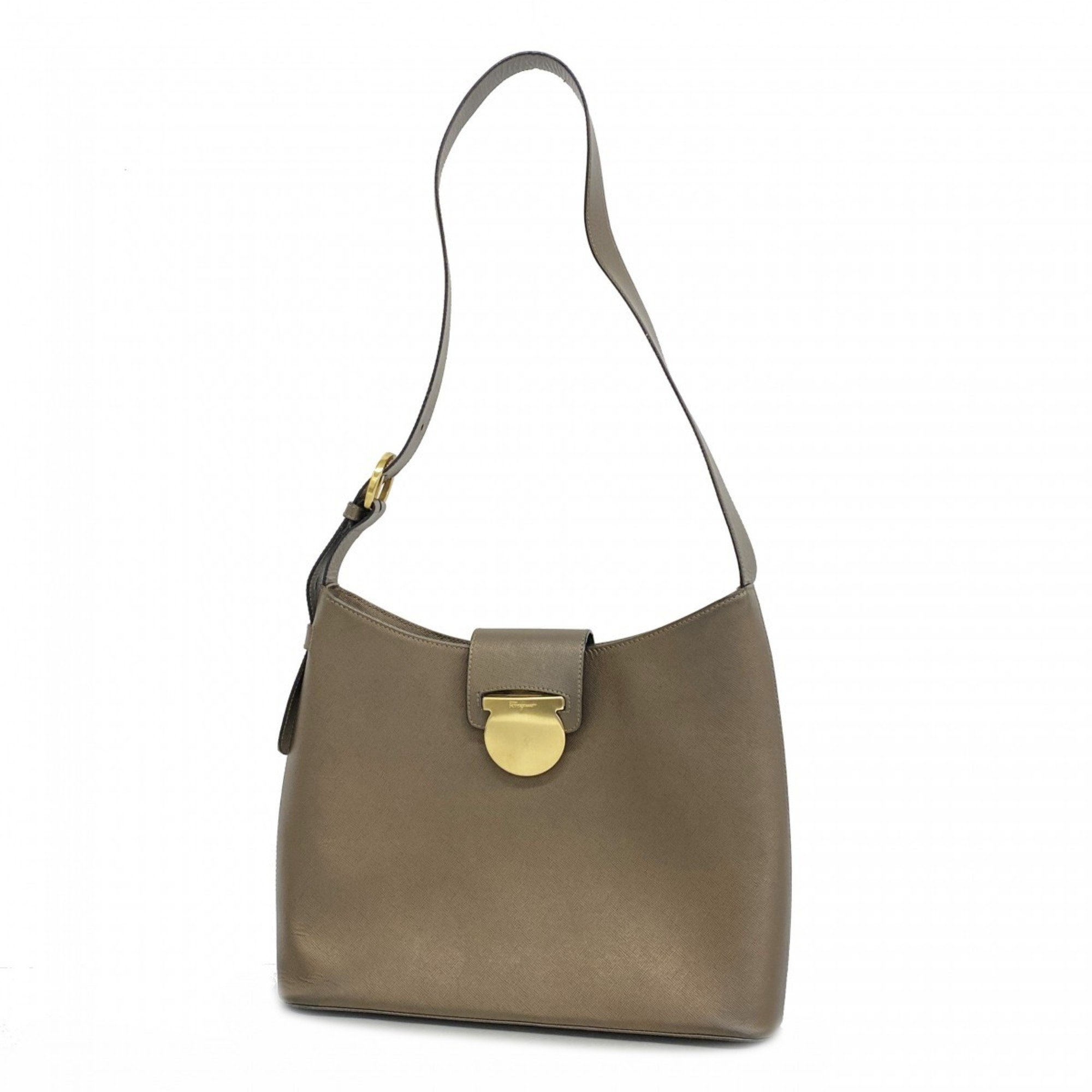 Salvatore Ferragamo Shoulder Bag Leather Brown Women's