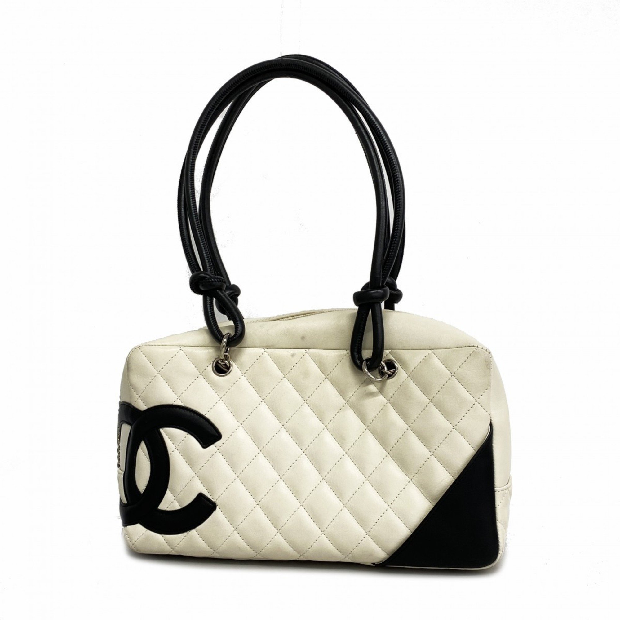 Chanel Shoulder Bag Cambon Lambskin White Women's