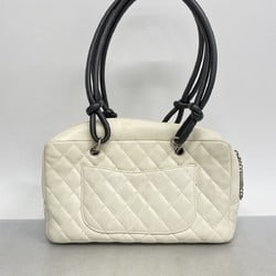 Chanel Shoulder Bag Cambon Lambskin White Women's