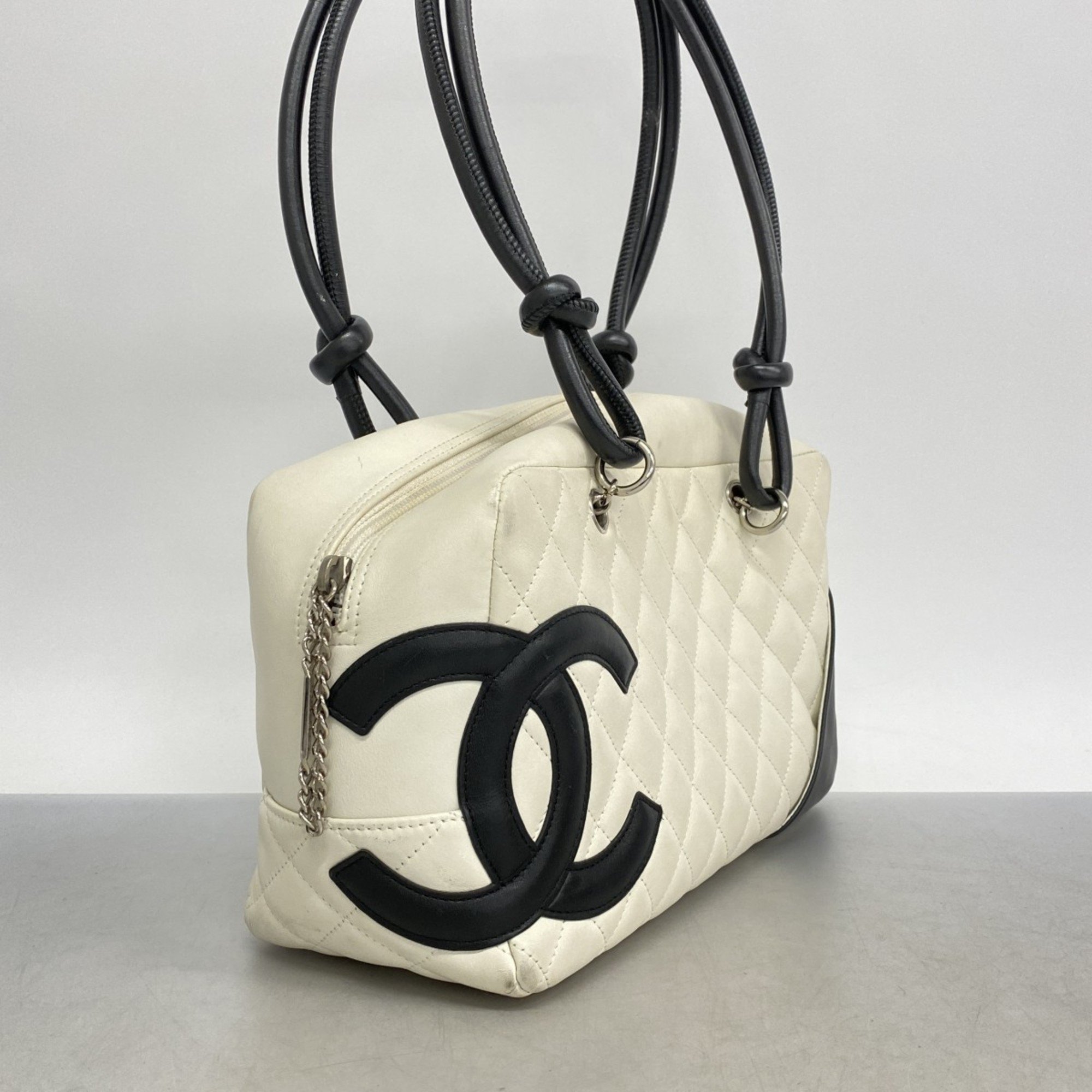 Chanel Shoulder Bag Cambon Lambskin White Women's