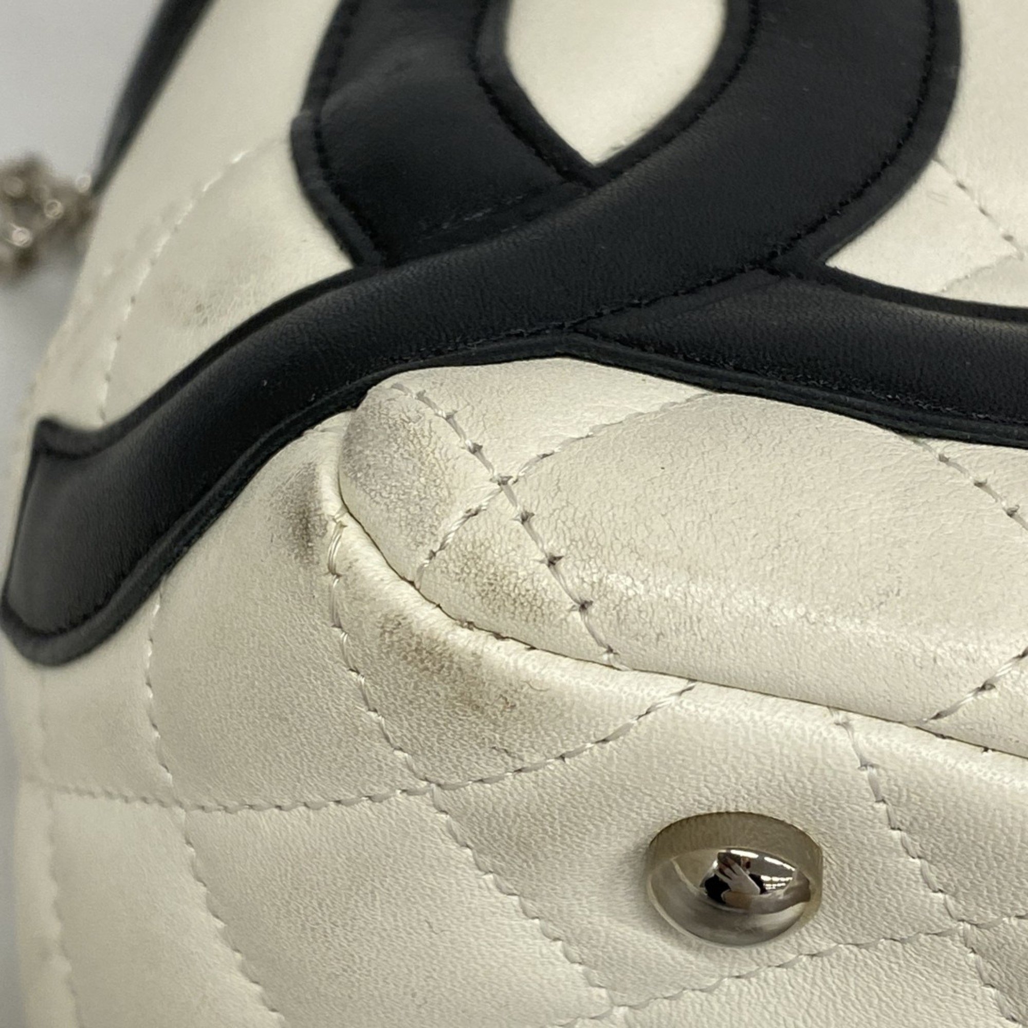 Chanel Shoulder Bag Cambon Lambskin White Women's