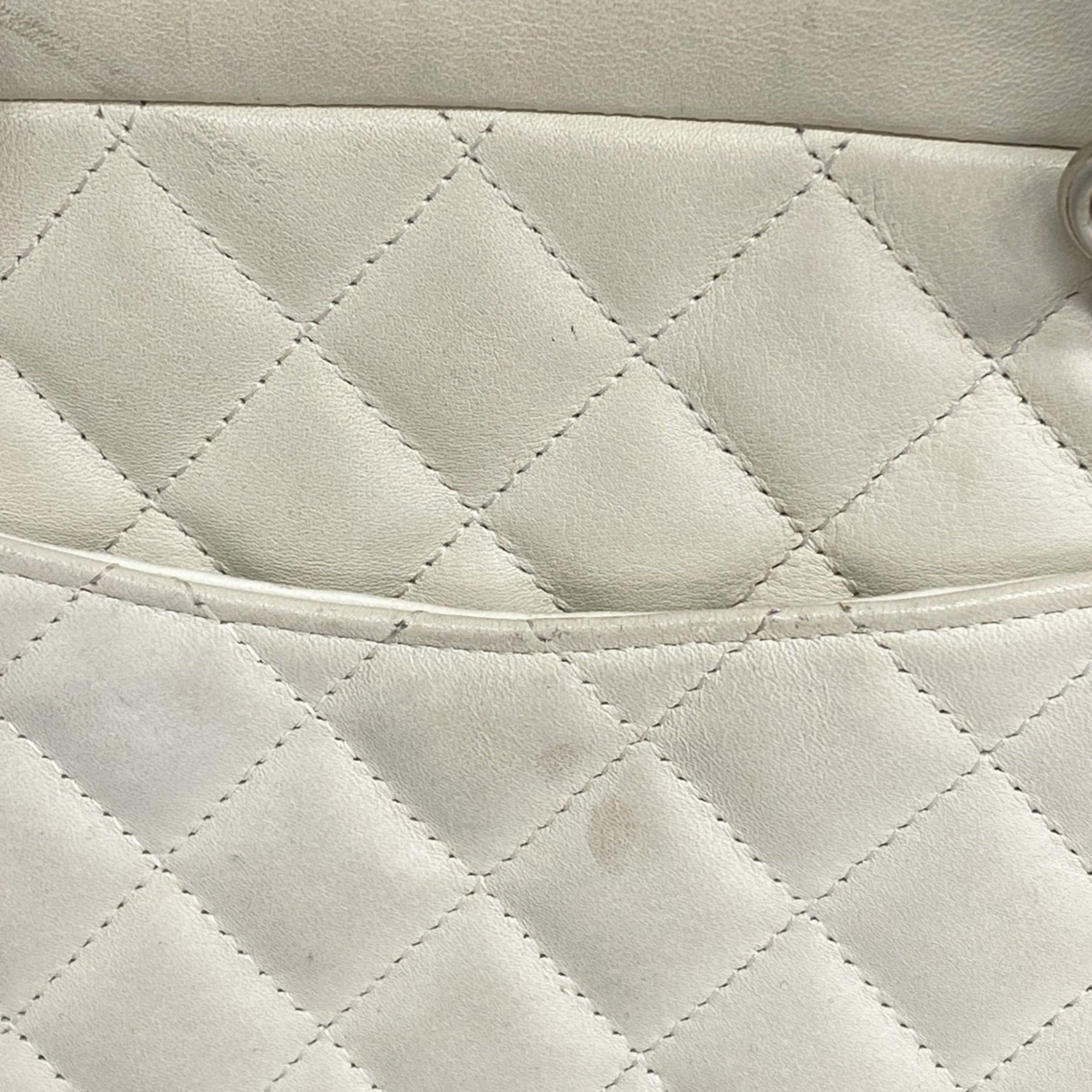 Chanel Shoulder Bag Cambon Lambskin White Women's